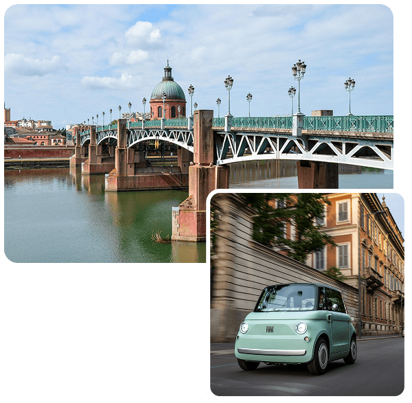 Voiture sans permis électrique Unloc' à Toulouse, près du pont Saint-Pierre