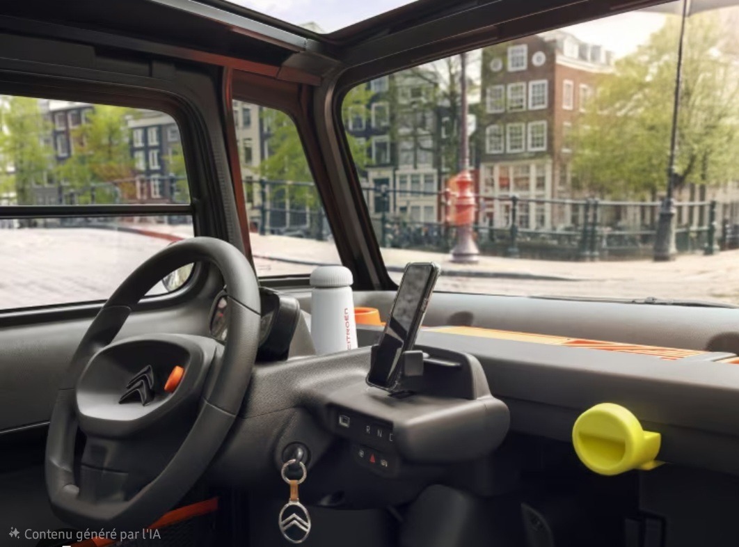 Intérieur de la Citroën AMI Pep's en location à Toulouse